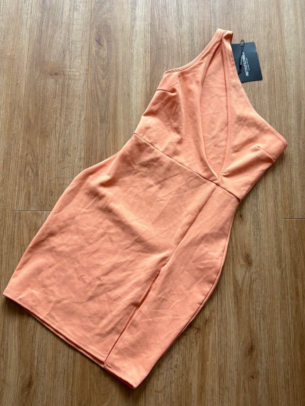 Pretty Little Thing Asymmetrical Sleeveless Mini Dress Peach NWT Size 4